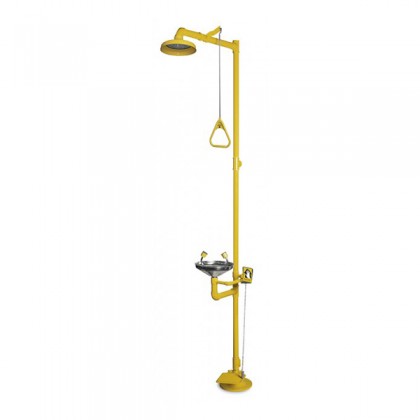 COMBINATION UNIT OF ABS DRENCH SHOWER & STAINLESS STEEL EYEWASH BOWL WITH FOOT PEDAL